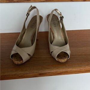 GUESS Taupe Slingback Heels